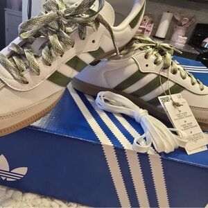 adidas White and Green Athletic Shoes